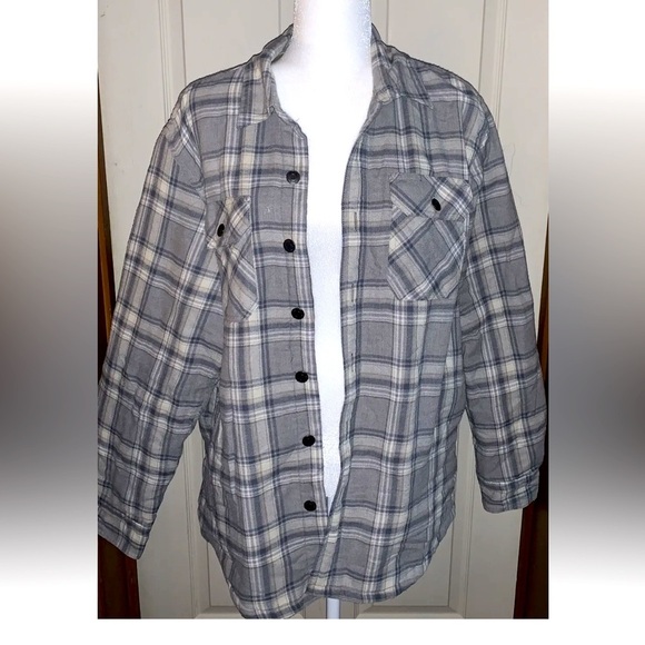 Wrangler Other - Wrangler Sherpa Fleece Lined Flannel Plaid Jacket Men's Shacket Button Down Sz M